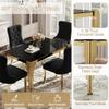 AMHDDT 5 Piece Glass Dining Table Set for 4, 53" Rectangle Kitchen Table with 4 Black Velvet Upholstered Chairs, Tempered Glass Tabletop with Stainless Steel Legs, Suitable for Apartments, Gold Black view 4