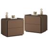 Night stand Set of 2, Luxury Bedside Table with 2 Drawers with Grooved Handle, Modern Nightstand Set with Solid Wood Drawer, Large Capacity Side/End Tables for Bedroom Living Room(Brown,15.7''x15.7''x view 1