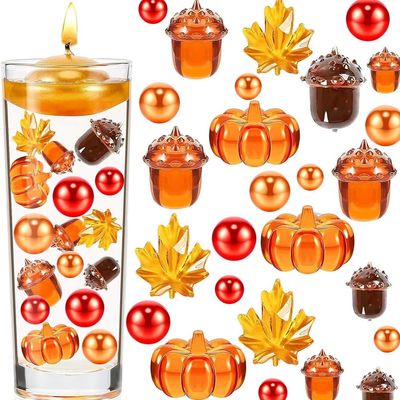Fall Vase Filler,158 Pcs Acrylic Pumpkin Maple Acorn Fillers for Halloween Party Centerpieces Table Scatters Thanksgiving Harvest Autumn Decorations