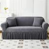 1/2/3/4 Seater Sofa Cover with Skirt Tree Leaves Jacquard Elastic All-Inclusive Sofa Cover for Living Room Dark Gray Small view 1