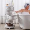 yoakaiax Kitchen Storage Cart Rotating Kitchen Storage Rack, 5 Tier Circular Rotating Basket, Fruit Vegetable Basket with 360 Degree Wheels, Rotatable Basket for Kitchen Bathroom White Five Layers view 2
