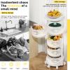 yoakaiax Kitchen Storage Cart Rotating Kitchen Storage Rack, 5 Tier Circular Rotating Basket, Fruit Vegetable Basket with 360 Degree Wheels, Rotatable Basket for Kitchen Bathroom White Five Layers view 4