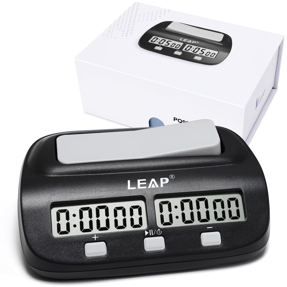 LEAP Chess Clock Digital Chess Timer Professional for Board Games Players Count Up/Down Timer with Alarm Function Black (Official Store)