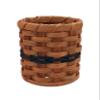 Amish Utensil Holder Storage Crock Woven Wicker Basket With Solid Oak Bottom (Blue) view 1