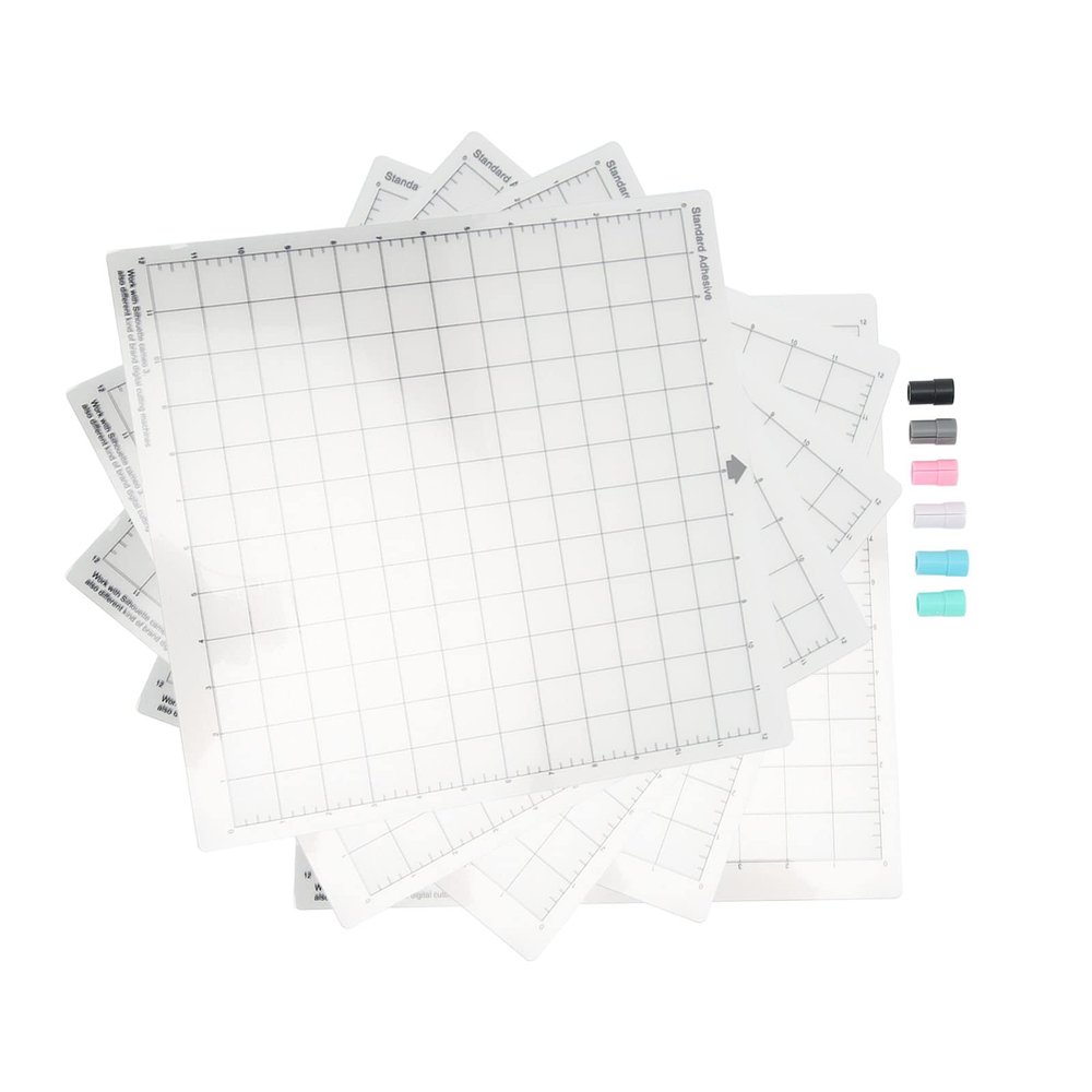 5PCS 12x12in Adhesive Slip Grid Cutting Mat Kit with Pen Adapters for Machines