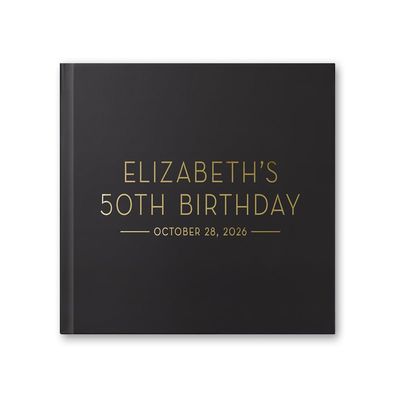 Birthday Guest Book, 50th Guest Book, Birthday Letters Book, Personalized Back Message, 21st 30th 40th 60th 70th Party Gift - Black Gold (10x8)