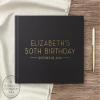 Birthday Guest Book, 50th Guest Book, Birthday Letters Book, Personalized Back Message, 21st 30th 40th 60th 70th Party Gift - Black Gold (10x8) view 2