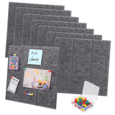 Operitacx 8 Pcs Large Felt Board Tiles for Wall Self Adhesive Bulletin Board with Colorful Push Pins Office Decor for Men for Home and School Use