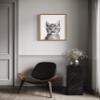 Bobcat Wall Art Print Poster, Cute Animal Black and White Picture Painting Nature Kids Children's Room Nursery Bathroom Play Room 159A (Bobcat, 16 x 20 inches, Wood Frame) view 4