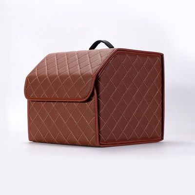 LUNBFFF Car Trunk for Subaru Crosstrek 3.Gen/2.Gen/1.Gen GP GT 2015-2025, Trunk Storage Box Storage Box Watertight Leather with Handle Car Storage Box Folding Storage Box,Brown-S