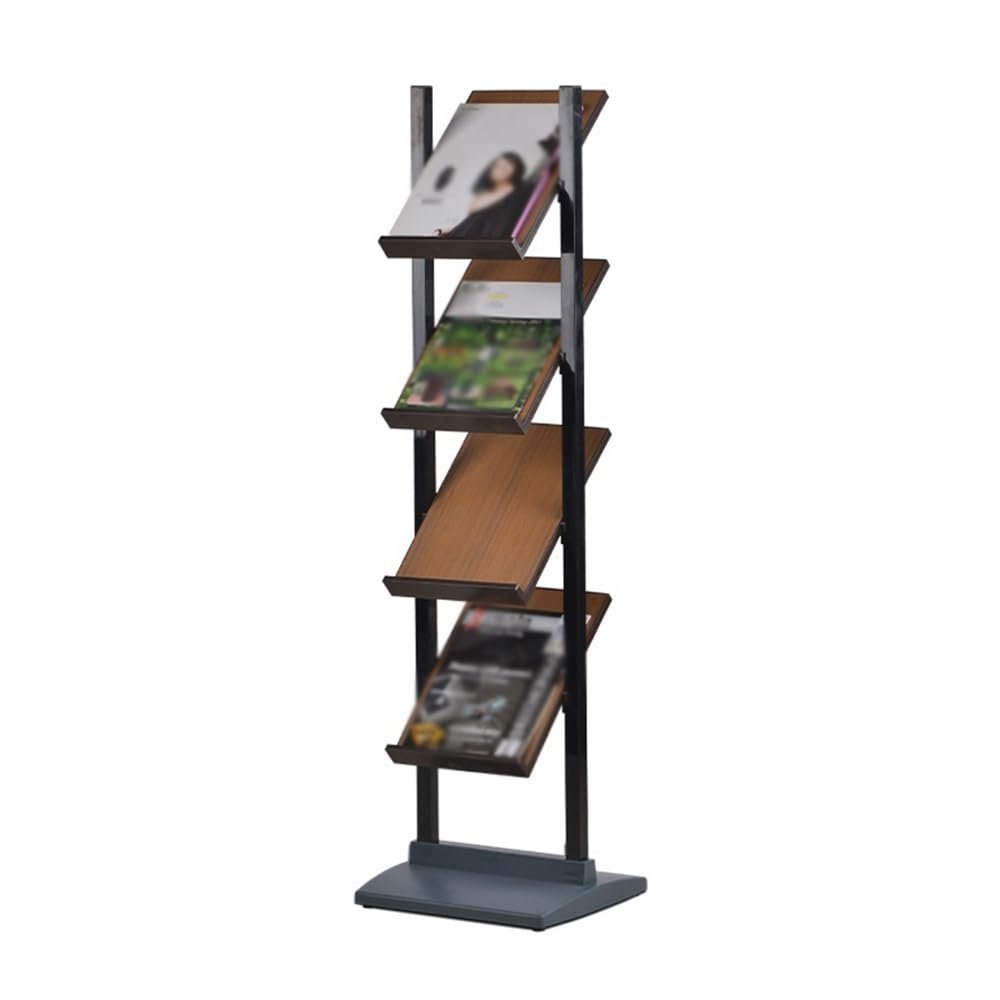 ERoomQ Floor Newspaper Rack Floor Newspaper Rack 4 Layers-A4 Magazine Rack Brochure Vertical Multi-Layer Information Rack Display Rack Floor-Standing Magazine Rack