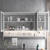 Medicine Cabinet with HD Mirror and Anti Fog,Modern Smart Medicine Cabinet Bathroom Mirror with LED Lights,Bathroom Storage Organizer Clock and Temper Display,with Towel barTouch Switch view 2