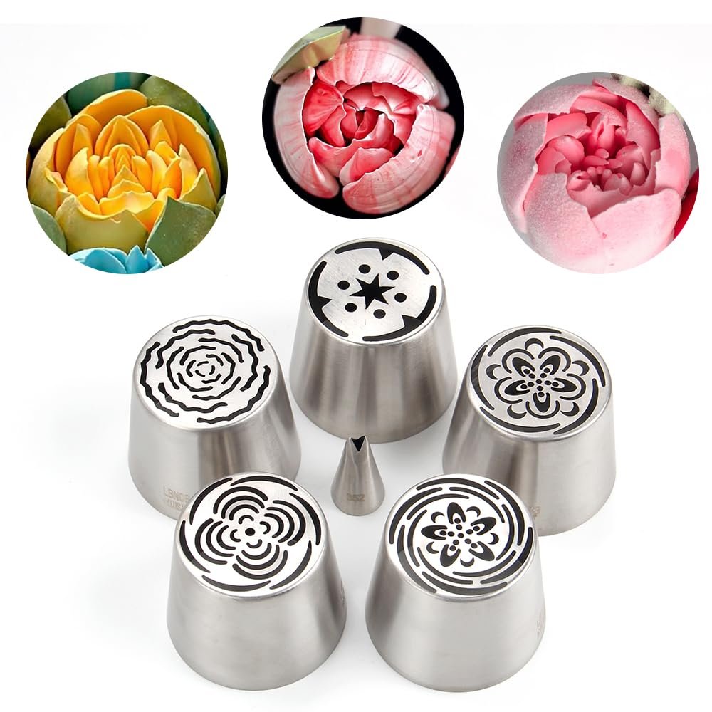 7 Pieces Stainless Steel Extra Large Russian Tulip Icing Tips Set
