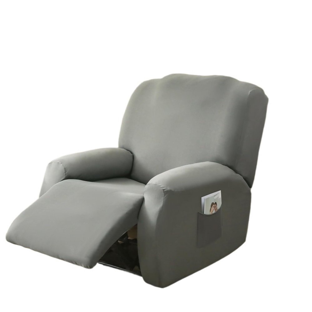 88JUNYh Recliner Chair Covers Solid Color 4PCS Single Slipcovers Spandex Non-Slip Machine Washable Furniture Protector(Dark Gray)