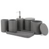 ZCCZ Gray Bathroom Accessories Set 6 Pieces - Toothbrush Holder, Lotion Dispenser, Qtip Container, Vanity Tray, Tumbler - Countertop Organizer for Bathrooms - Elegant and Functional Dcor Set view 1