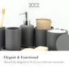 ZCCZ Gray Bathroom Accessories Set 6 Pieces - Toothbrush Holder, Lotion Dispenser, Qtip Container, Vanity Tray, Tumbler - Countertop Organizer for Bathrooms - Elegant and Functional Dcor Set view 2