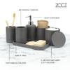 ZCCZ Gray Bathroom Accessories Set 6 Pieces - Toothbrush Holder, Lotion Dispenser, Qtip Container, Vanity Tray, Tumbler - Countertop Organizer for Bathrooms - Elegant and Functional Dcor Set view 3