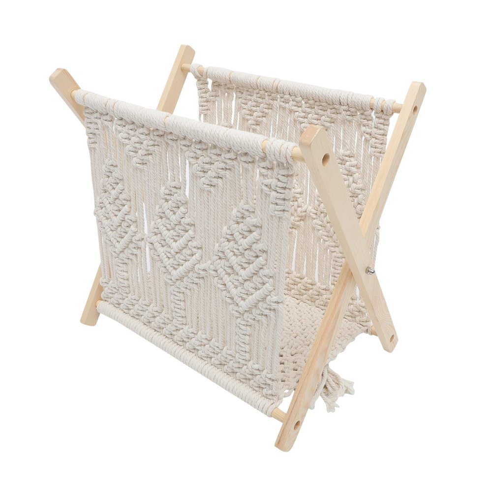 Hemobllo 1Pc Creative Woven Magazine Rack Rustic Rope Storage Holder for Home Decor Compact Design for Magazines Newspapers and More for Office Bedroom and Living Room