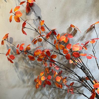 3 Pcs Artificial Greenery Stems 41In Long Faux Greenery Ficus Twig Leaf Branch for Home Shop Table Floral Arrangement Decoration (Red)