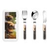 beaver working1 print Forks and Spoons Knifes Set,Safe Flatware Setasy Grip Handles, 304 Stainless Utensils view 1
