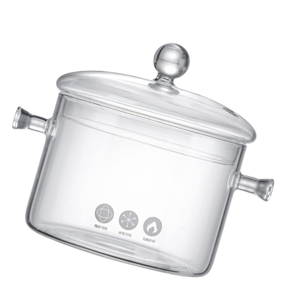 ABOOFAN Glass Stew Pot Handles 2.5L Cooking Pot for Instant Noodles Soups and Steaming Sturdy Kitchenware for Home Cooking