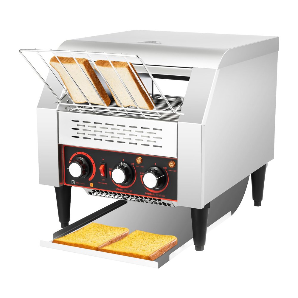300 Slices/Hour Commercial Conveyor Toaster, 2200W Stainless Steel Heavy Duty Industrial Toasters w/Three-ring Heating Tubes, Countertop Electric Restaurant Equipment for Home Restaurants Bakery Use
