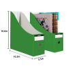 Limitliho 2 Pack Cardboard File Storage Box with Label, Grass Green Book Holder for Classroom,Office,Home,Magazine Organizer for Desk(10.6" H x 10.2" L x 3.5" W in) view 3