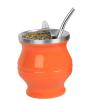 304 Stainless Steel Mate Cup Double Wall Portable Tea Mug Mate Gourd With Drinking Straw And Cleaning Brush(Orange) view 1