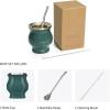304 Stainless Steel Mate Cup Double Wall Portable Tea Mug Mate Gourd With Drinking Straw And Cleaning Brush(Orange) view 2