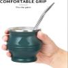 304 Stainless Steel Mate Cup Double Wall Portable Tea Mug Mate Gourd With Drinking Straw And Cleaning Brush(Orange) view 3