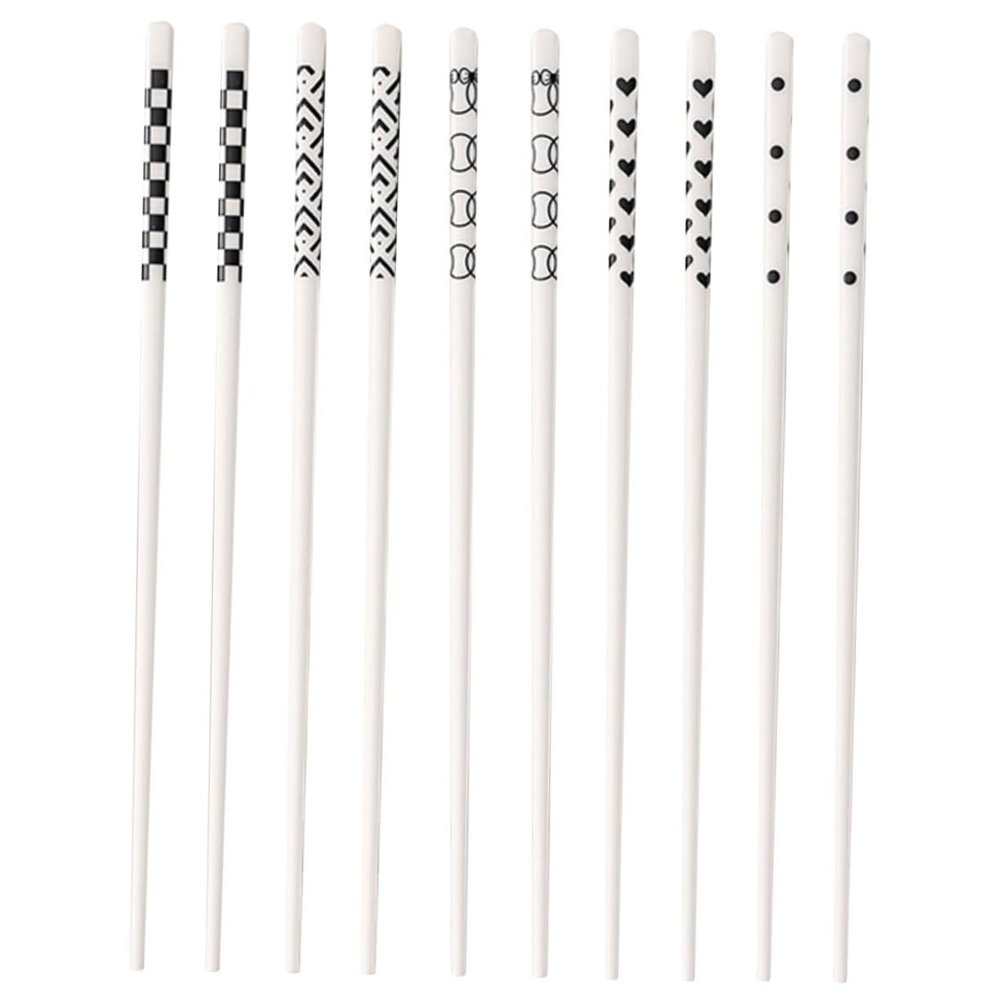 Alipis 5pairs Ceramic Chopsticks Family Camping Friendly Smooth Handle Reusable Chopsticks