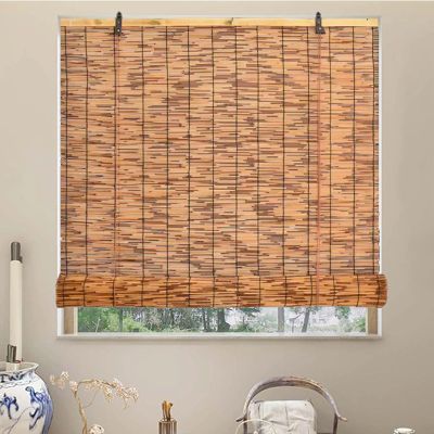 Blackout Bamboo Blinds, Cordless Outdoor Bamboo Roll Up Shades for Patio Porch, 30" 34" 40" 45" 50" 55" 65" 70" Reed Blinds Privacy Screen Roman Shades for Home Decor Balcony(W26 x H72in)