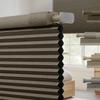Boolegon No Drill No Tools Cellular Shades Cordless Linen Texture Wrapped Honeycomb Blinds for Indoor Windows Blackout Blinds for Bedroom Living Room, Blackout Light Brown, 54.5" W x 72" H view 1