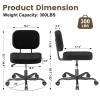 AnyGod Teddy Fleece Armless Home Office Desk Chair, Small Ergonomic Task Chair for Adults and Students, Low Back Seating with Swivel, Adjustable Height, Rolling Wheels - 10 Pack Black view 2