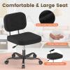 AnyGod Teddy Fleece Armless Home Office Desk Chair, Small Ergonomic Task Chair for Adults and Students, Low Back Seating with Swivel, Adjustable Height, Rolling Wheels - 10 Pack Black view 3