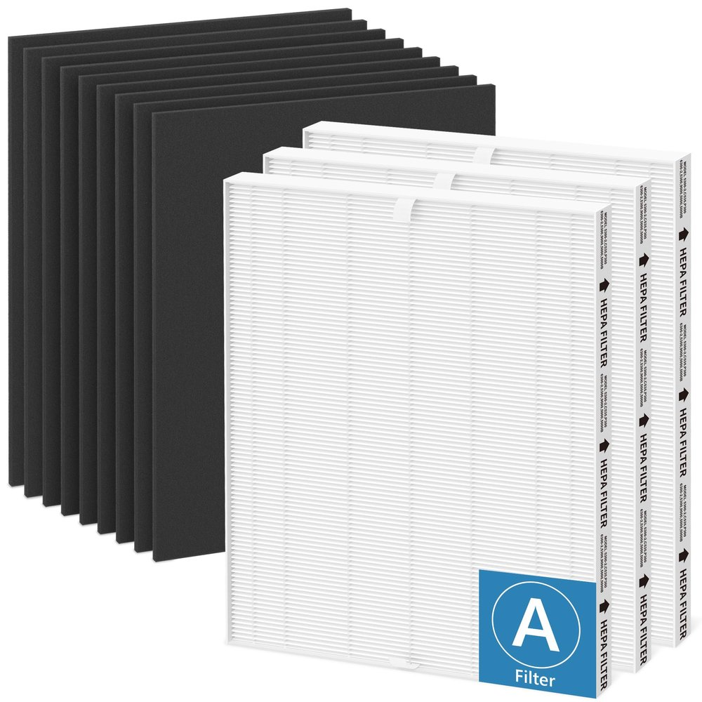 115115 Replacement Filter A Compatible with Winix PlasmaWave C535, 5300-2, 6300-2, 6300, 5300, P300, 9000, 5000, 5000B Air Purifi-er, 3 True HEPA Filters and 9 Activated Carbon Pre-filters, 3 Pack