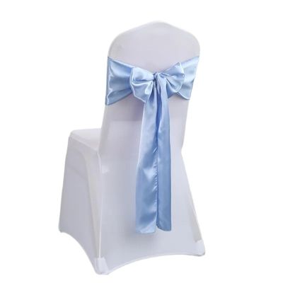 MOOIOO Chair Sashes Satin Bow Wedding Chair Knot Ribbon DIY Ties for Party Event Hotel Banquet Chair Decorations(Sky Blue)