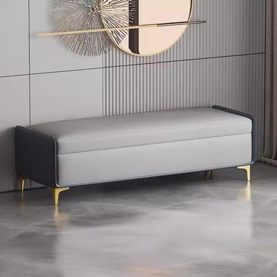 YHdtUO Bench Modern Long Bench Entryway Storage Chest with Bottom Storage Space,Bedside Bench with Gold Legs,Balcony Leisure Footrest,Grey+curry-120cm