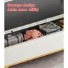 YHdtUO Bench Modern Long Bench Entryway Storage Chest with Bottom Storage Space,Bedside Bench with Gold Legs,Balcony Leisure Footrest,Grey+curry-120cm view 2