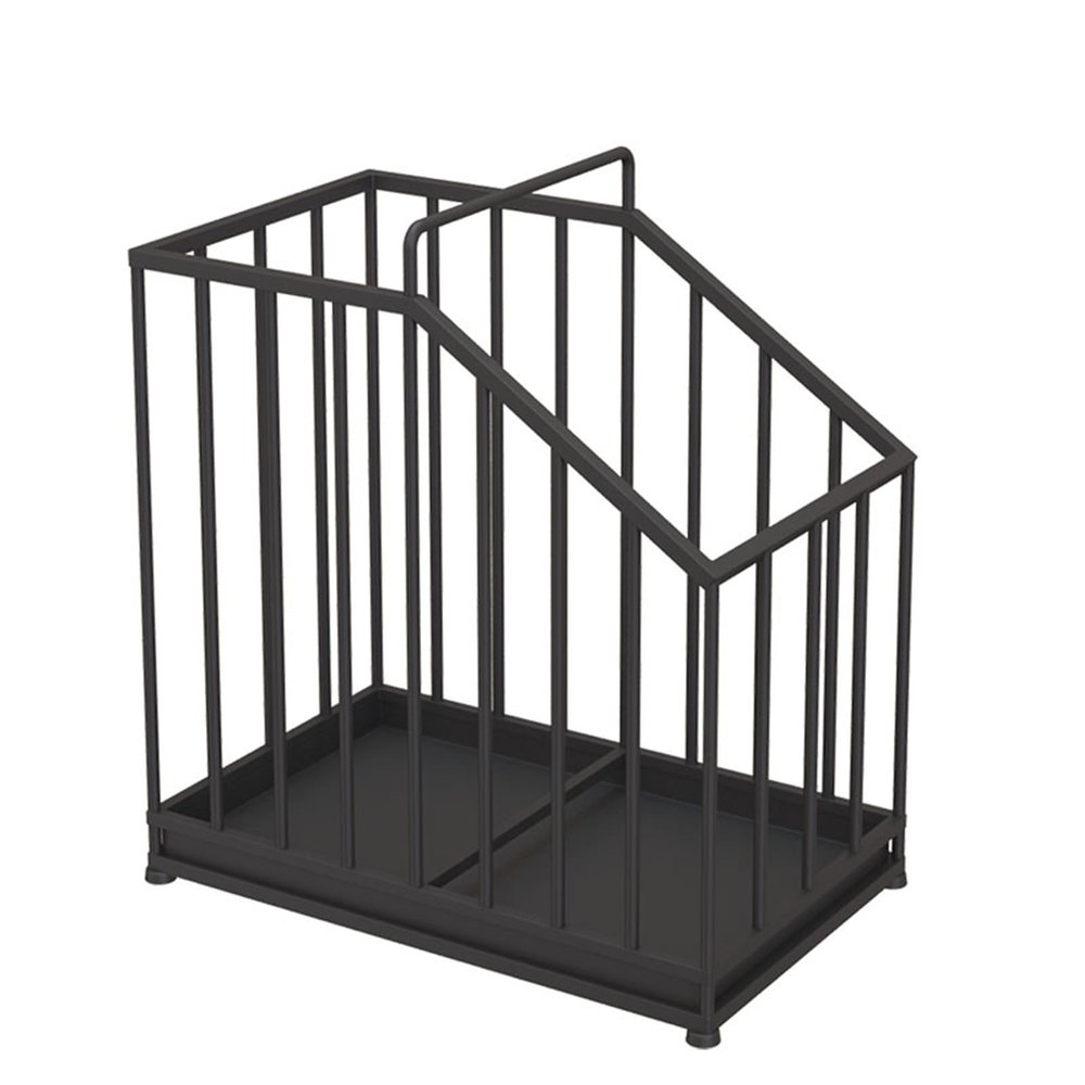 3FLQOOPP Metal Umbrella Stand, Rectangular Umbrella Holder Rack with A Removable Drip Tray, Cutout Design, Freestanding Umbrella Stand for Entryway, Office (White ) (Black )