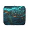 ALAZA Green Sea Turtle Golden Dish Drying Mat 18" x 24" Absorbent Polyester Hide Stain for Kitchen Counter Coffee Bar Countertops view 2