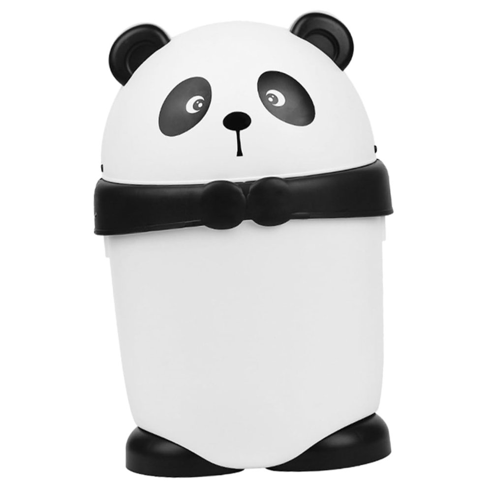 BATHVEVE Panda Trash Can with Lid Cute Tabletop Garbage Can for Kitchen Bathroom and Bedroom Compact Modern Design for Small Spaces Stylish Wastebasket for Home Decor