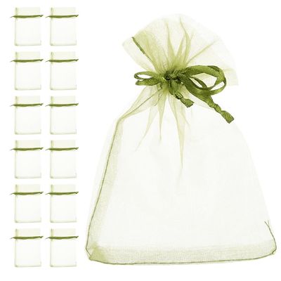 SUPVOX Fruit Protection Bags Mesh Organza Olive Green 50 Pieces