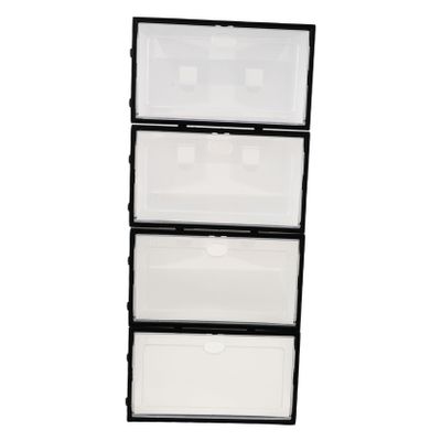 OUNONA 4Pcs Thickened Transparent Plastic Shoe Storage Boxes Multifunctional Sundry Organizers for Home Bedroom and Shoe Store Use and Stackable Design