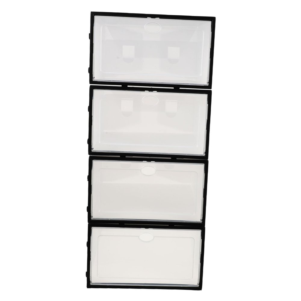 OUNONA 4Pcs Thickened Transparent Plastic Shoe Storage Boxes Multifunctional Sundry Organizers for Home Bedroom and Shoe Store Use and Stackable Design