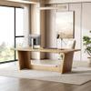 1Easylife 70.87 Inches Long Executive Desk, Wooden Computer Desk, Industrial Simple Study Writing Table, Large Workstation Business Furniture for Home Office, Oak view 1