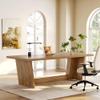 1Easylife 70.87 Inches Long Executive Desk, Wooden Computer Desk, Industrial Simple Study Writing Table, Large Workstation Business Furniture for Home Office, Oak view 3