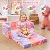 inhand Toddler Chair Comfy,2-in-1 Soft Toddler Couch Fold Out for Kids,Convertible Sofa to Lounger,Gift for Girls and Boys Birthday,Elf,Large view 2
