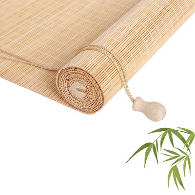 Bamboo Blinds for Interior Windows and Outdoor Patio, Easy to Install Bamboo Shades for Patio, Cordless Roll Up Blinds Wood Shades Privacy Protection for Indoor and Outdoor(Fine Yellow,74" W x 66" H)