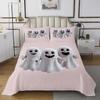 jejeloiu 3D Cute Ghost Bedspread King Size Kids Kawaii Halloween Theme Coverlet Set for Boys Girls Cartoon Lovely Pink White Quilted Coverlet Room Decor view 2